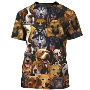 3D Dog T Shirts, Dog All Over Print T-Shirt, Gift For Pet Loves