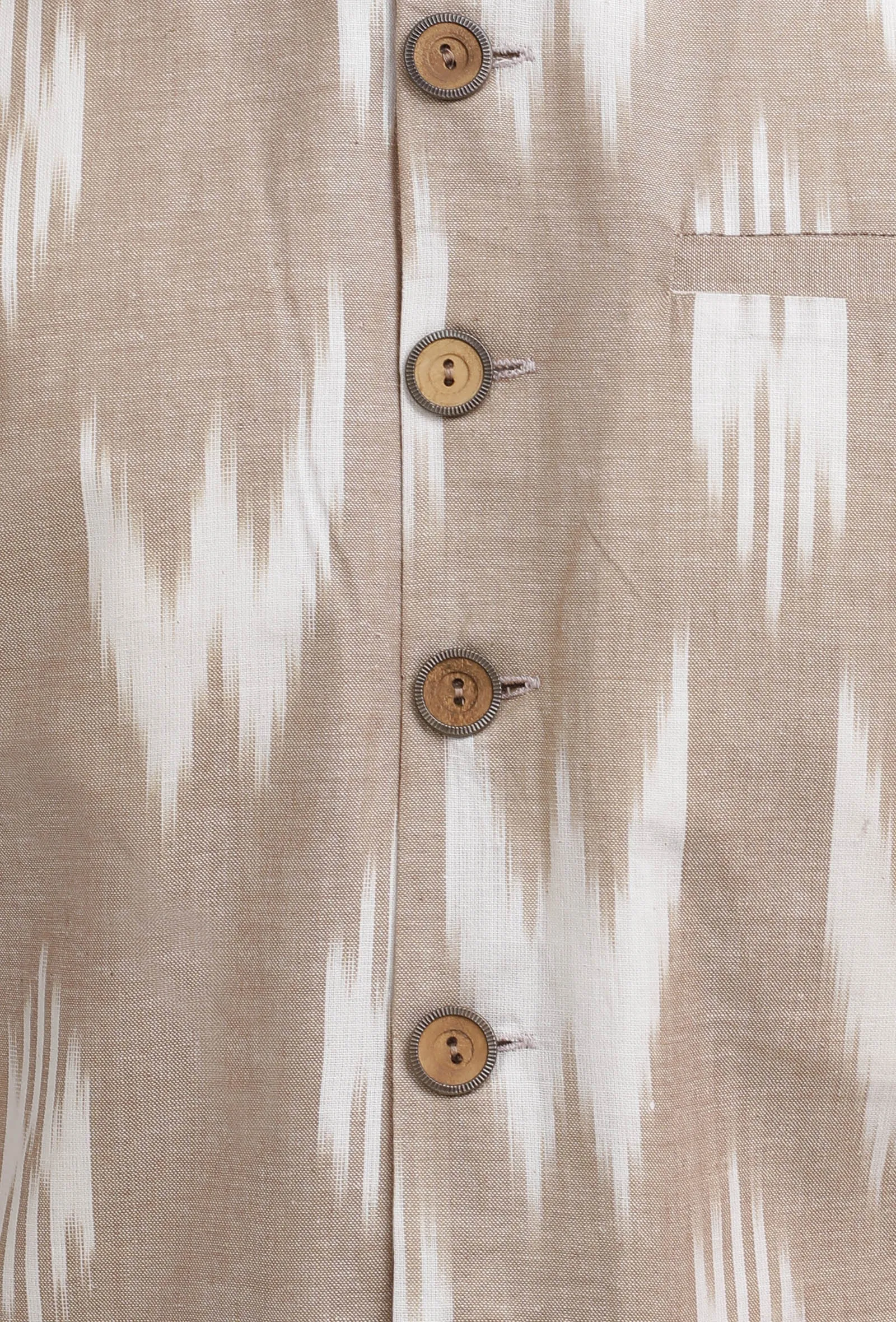 Beige Ikat Nehru Jacket