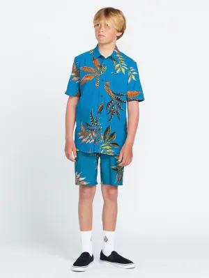 Big Boys Paradiso Floral Short Sleeve Shirt - Ocean Teal