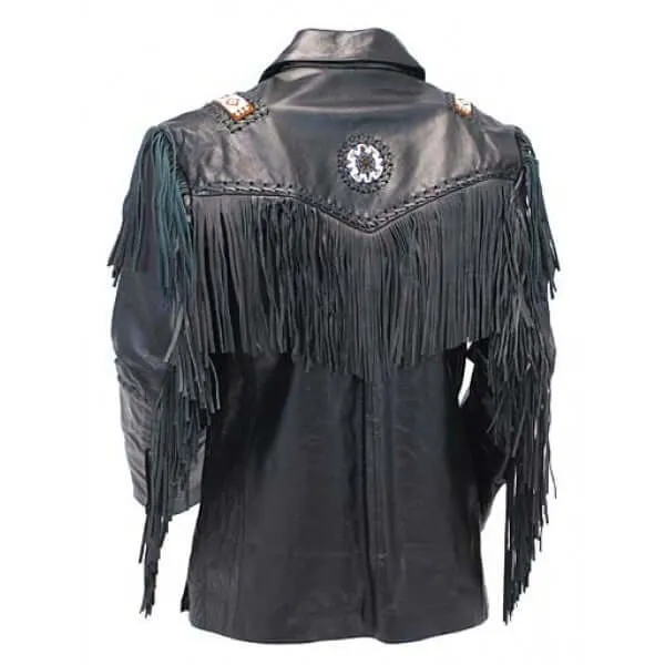 Black Cow Boy Leather Jacket,Men's Western Jacket