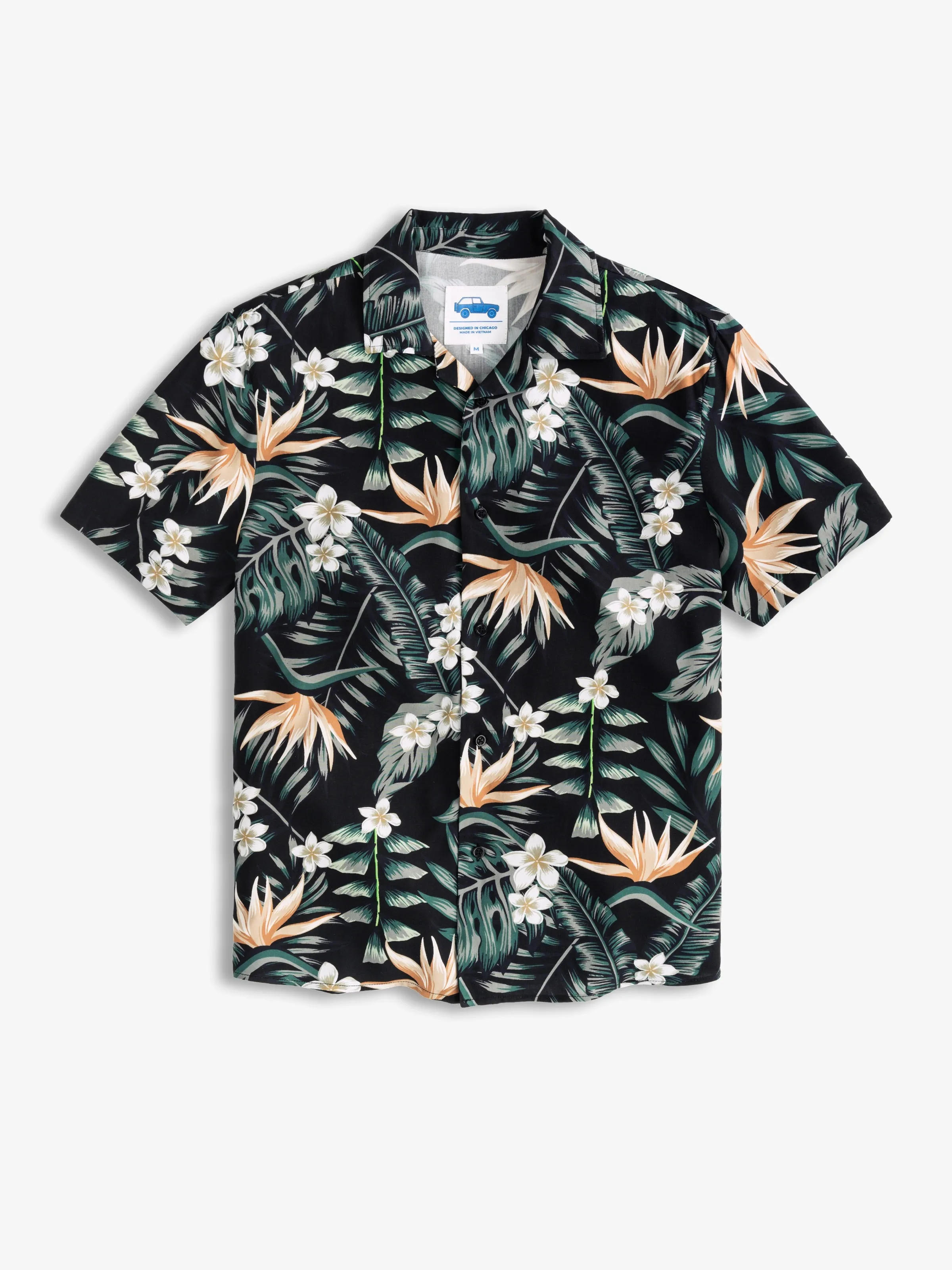 BLACK FLORAL HAWAIIAN SHIRT