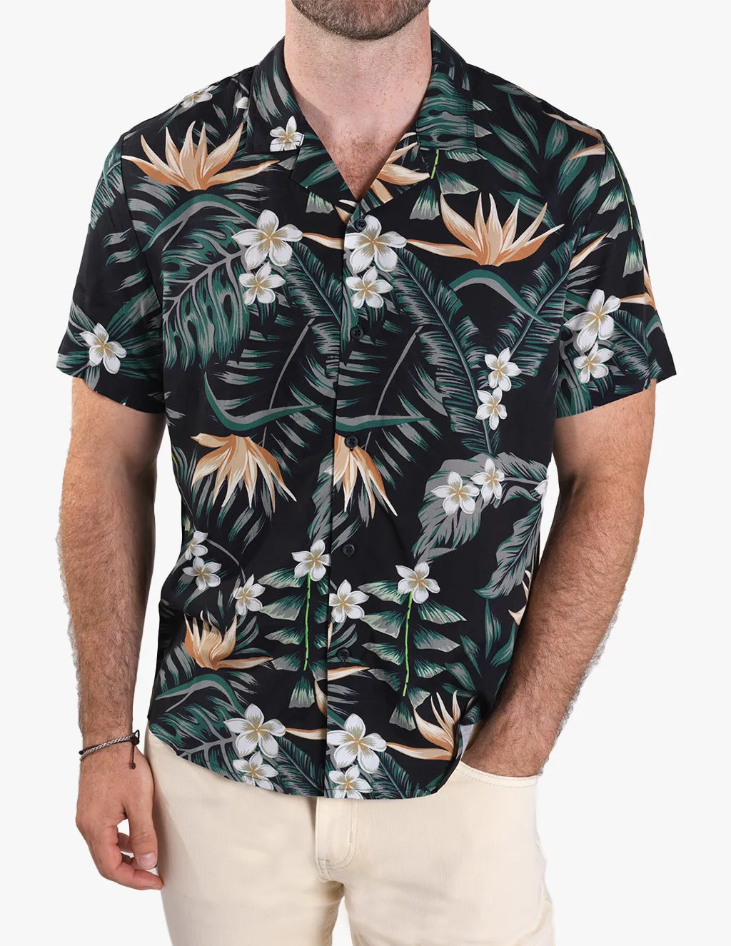 BLACK FLORAL HAWAIIAN SHIRT