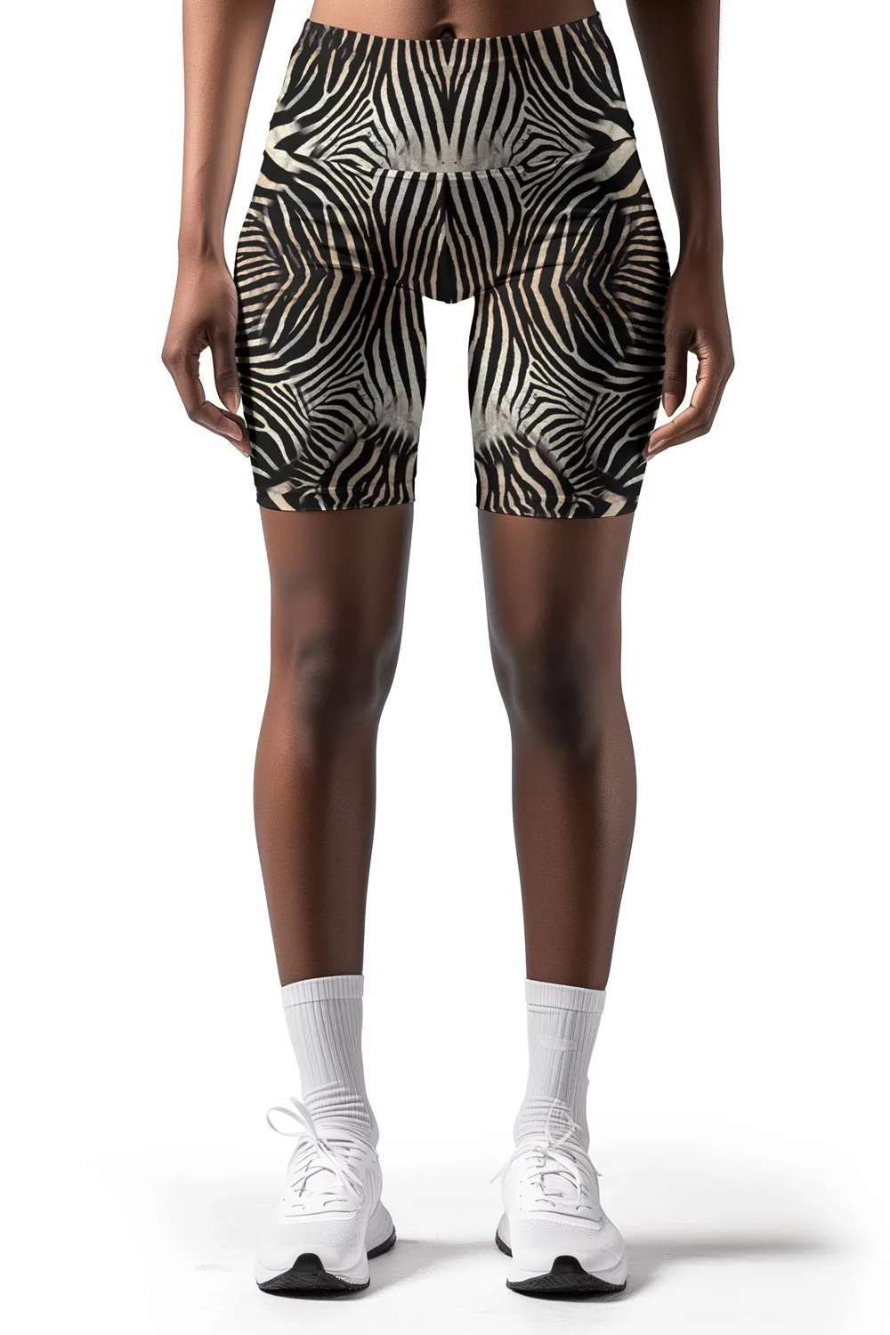 Born to Be Wild Karen Black Zebra Print Yoga Biker Shorts - Women