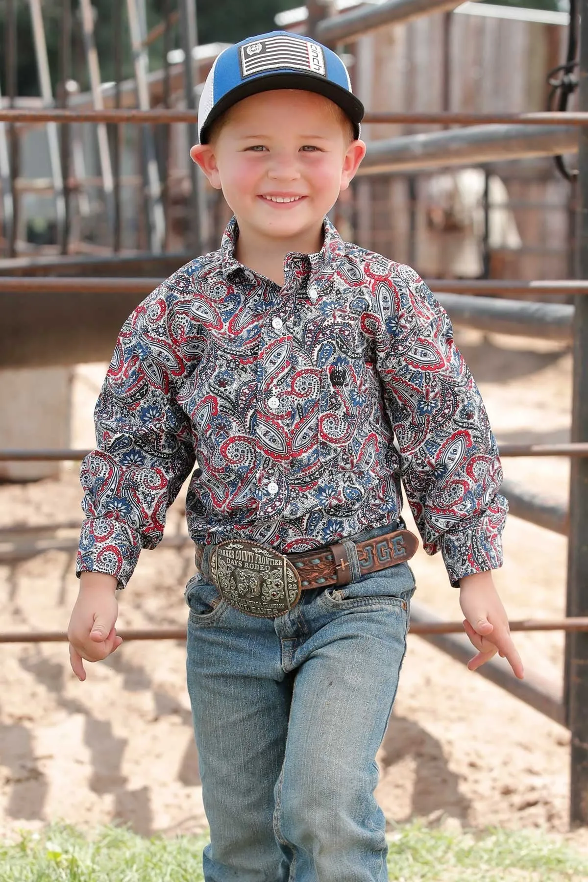 Boy's Cinch Paisley Print Button Down Shirt