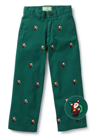 Boys Port Pant Stretch Twill Hunter with Santa