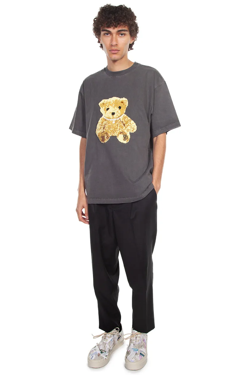 Charcoal Embroidered Teddy Bear T-shirt