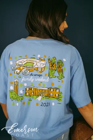 Chi Omega Map Family Weekend Tee