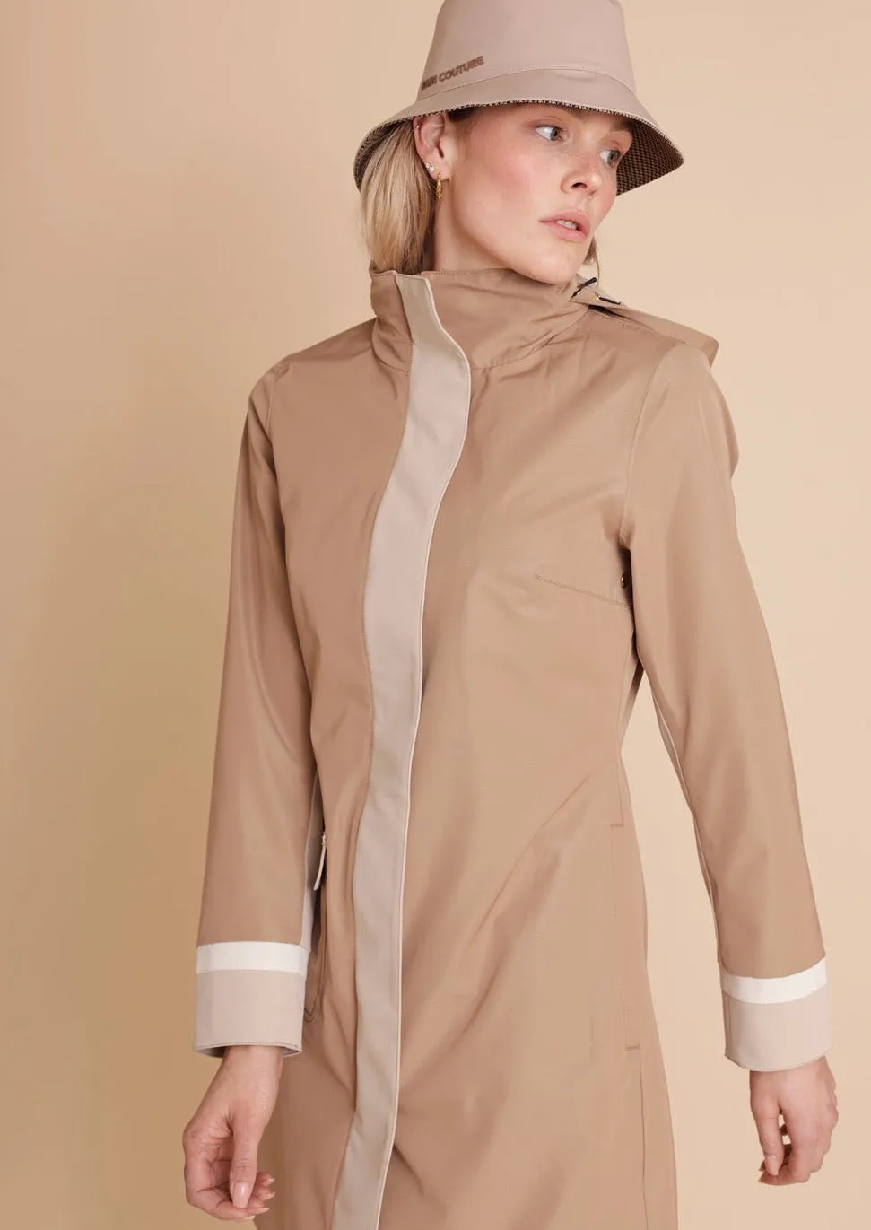 Color Block Coat - Camel-Beige