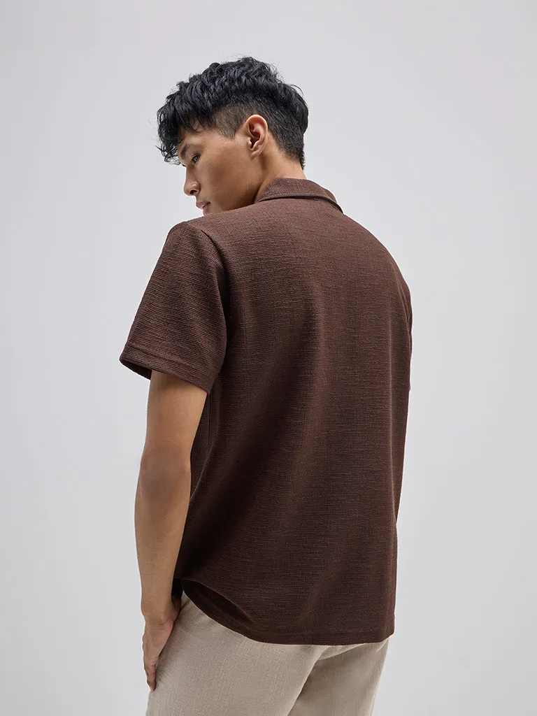 ETA Brown Relaxed-Fit Cotton Polo T-Shirt