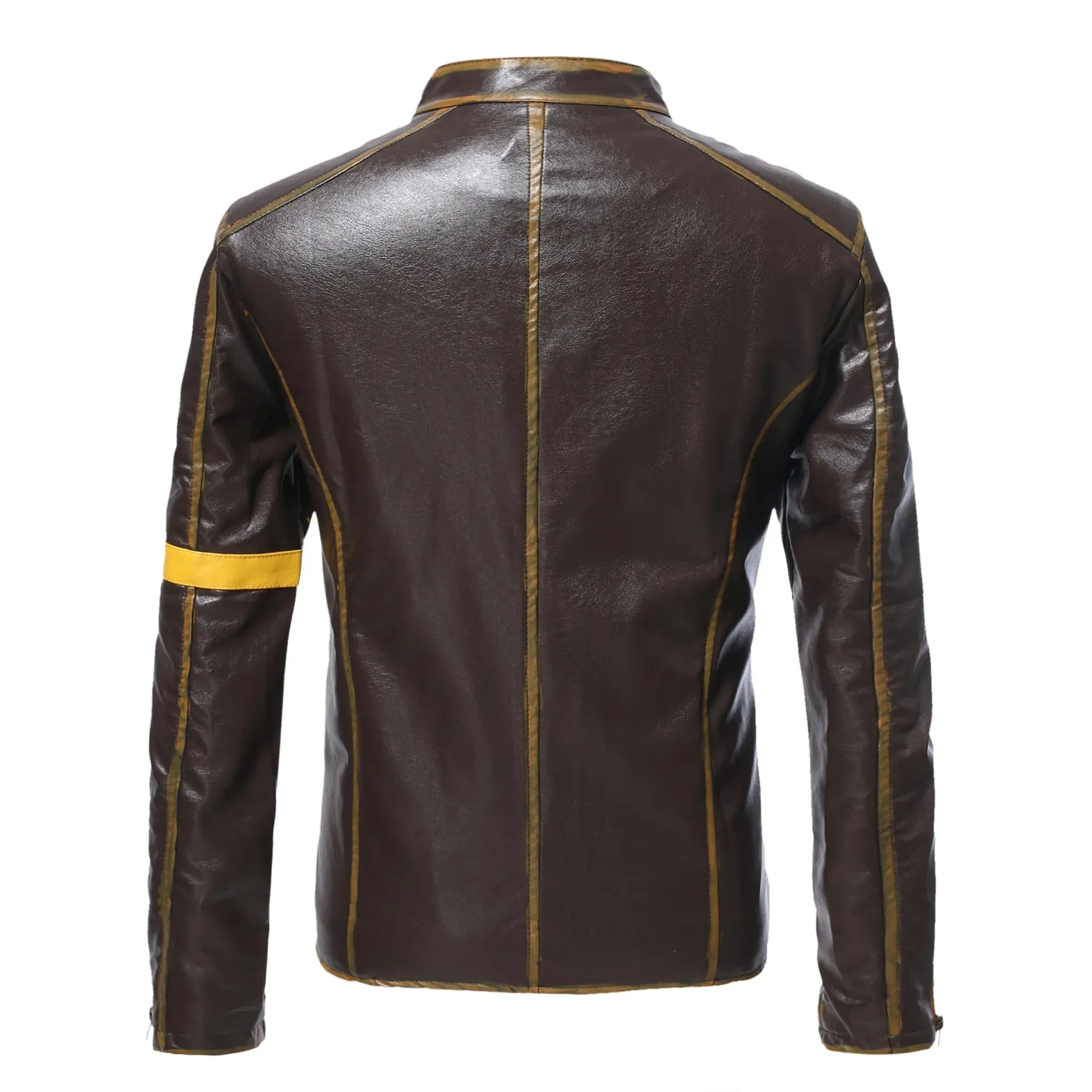 Fashion Men's Teenager Stand Collar Punk New 2023 Autumn Winter Men's Leather Jacket Men's Motorcycle Leather Jacket Male