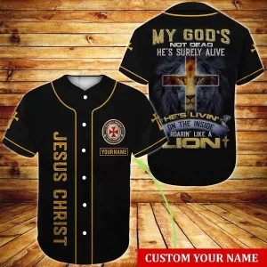 Lion My God's not dead Cross Custom Baseball Jersey - Personalized Jesus Baseball Jersey For Men and Women