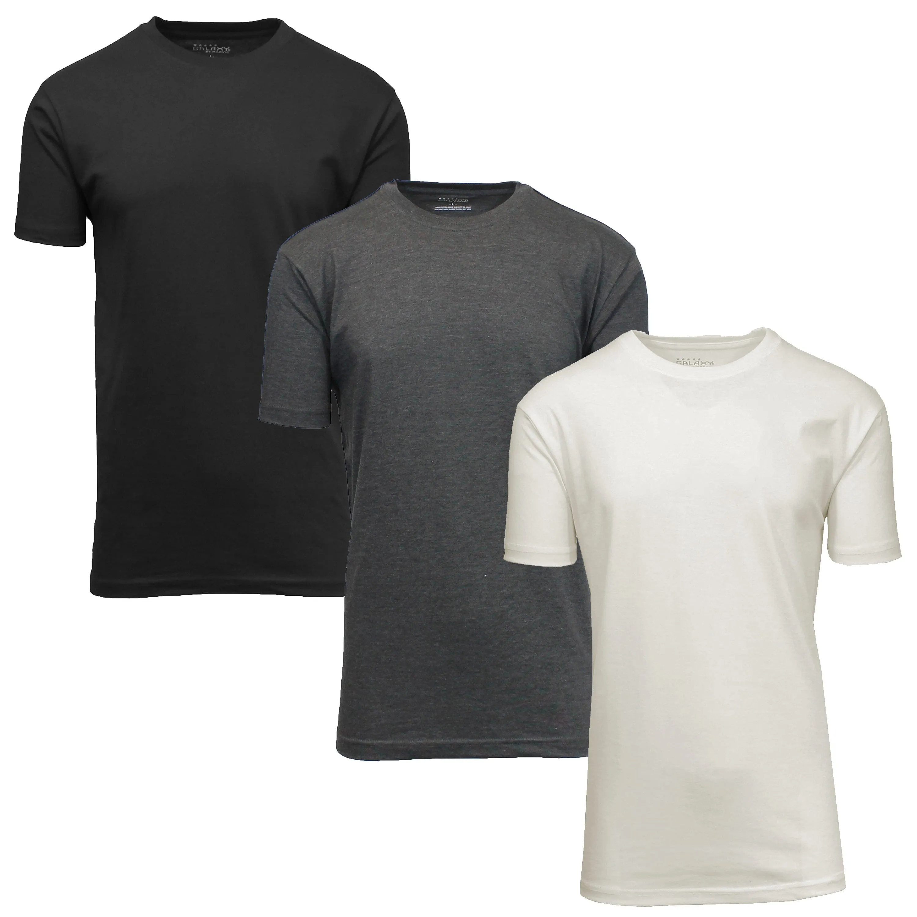 Men's Short Sleeve Crew Neck  Cotton Blend Classic Tee (S-3XL) 3 Pack