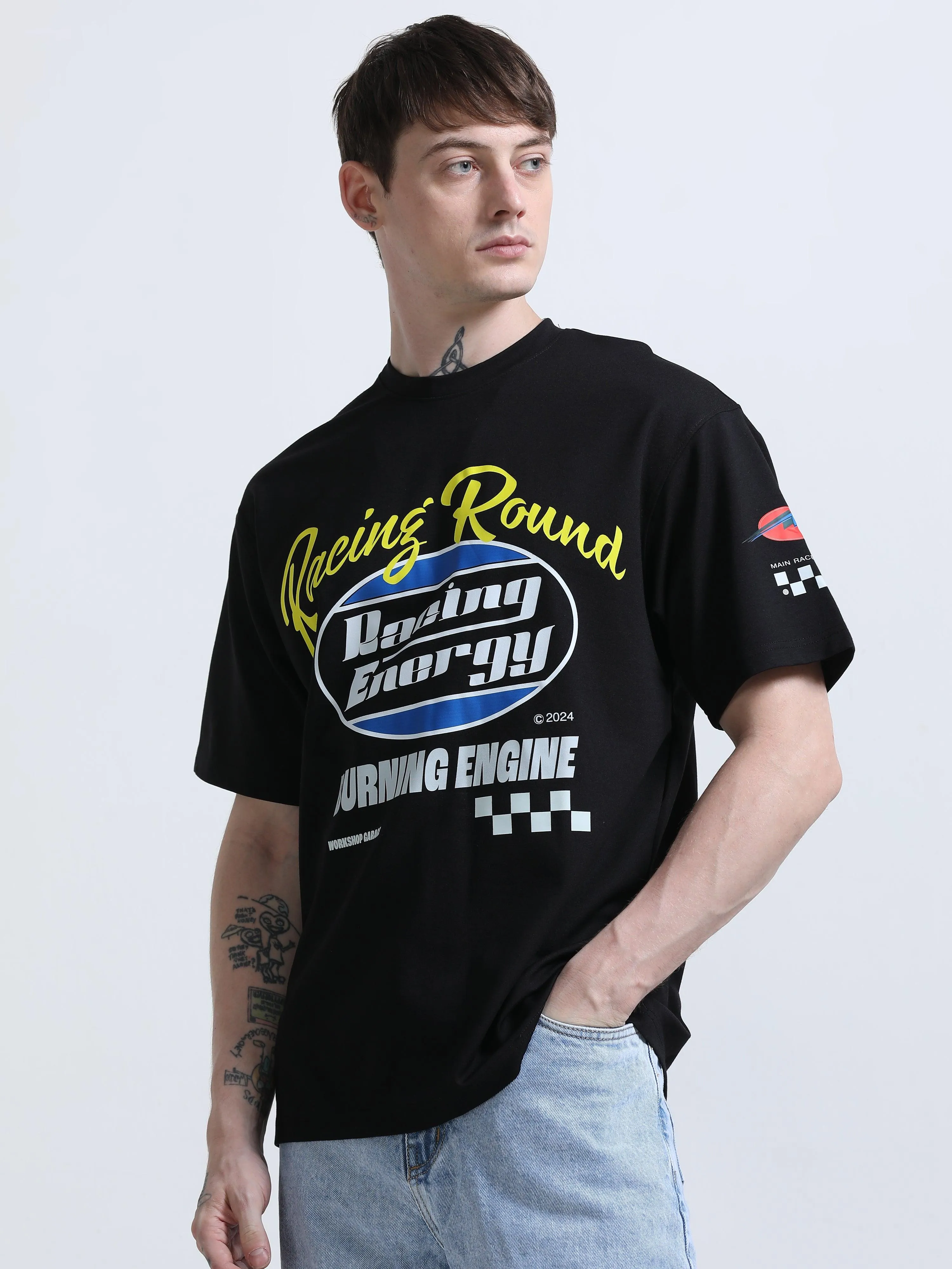 Racing Printed T-Shirt Black