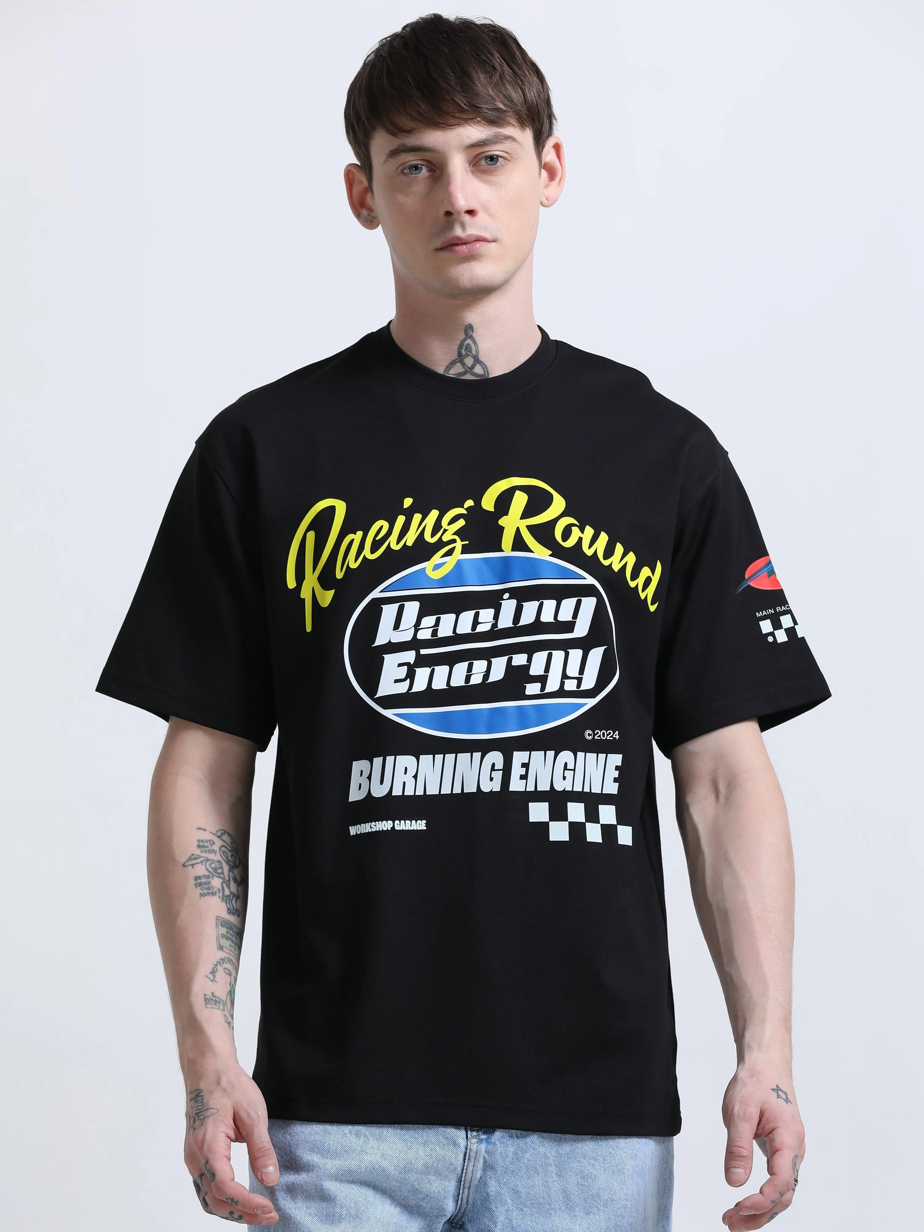 Racing Printed T-Shirt Black