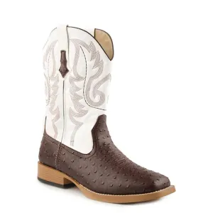 Roper Bump (White/Brown) - Little Kids / Big Kids Cowboy Boots