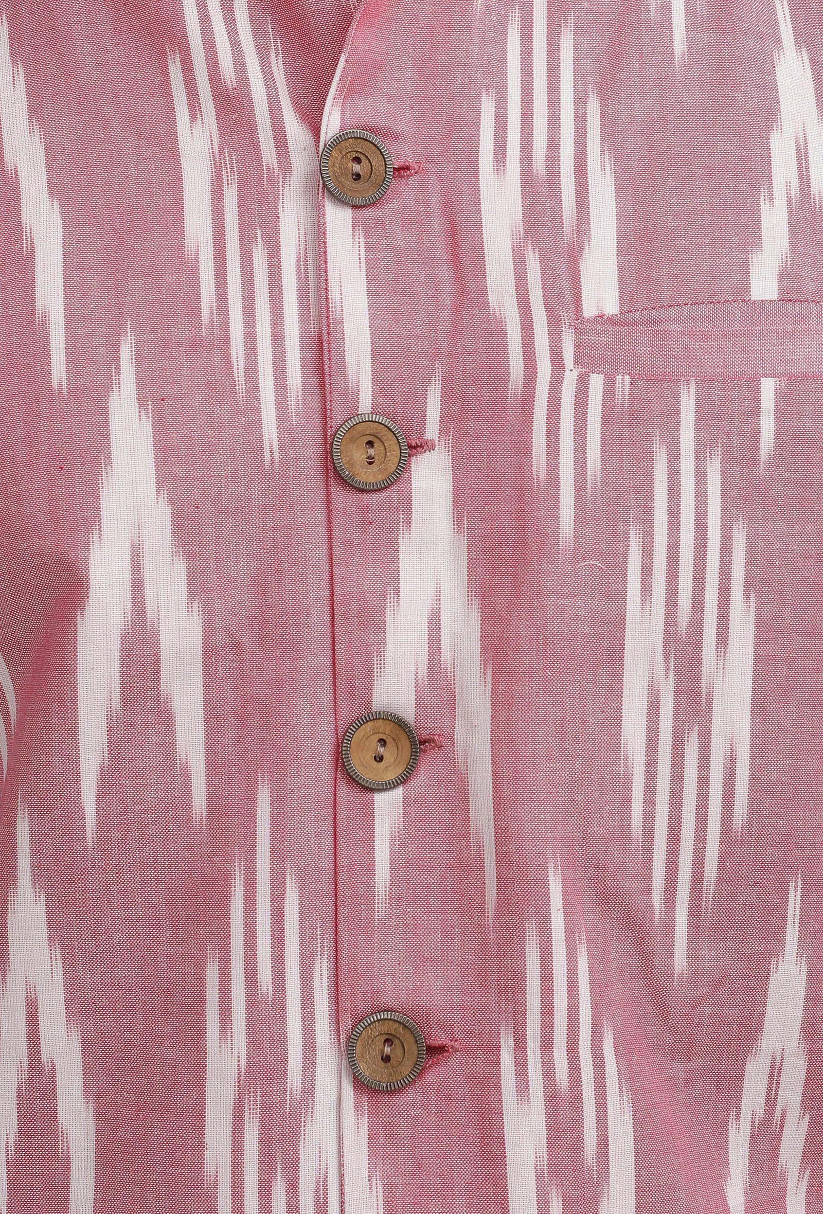 Rose Pink Ikat Nehru Jacket