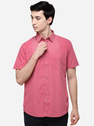 Rose Pink Smart Fit Printed Casual Shirt | Greenfibre