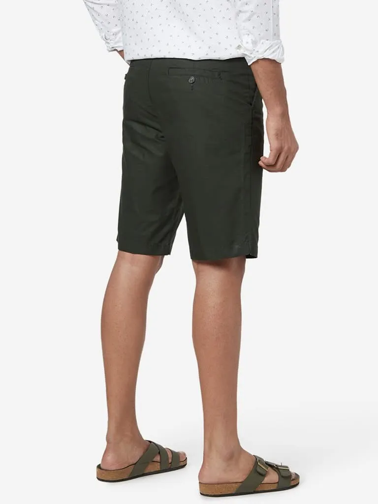 WES Casuals Olive Relaxed-Fit Shorts