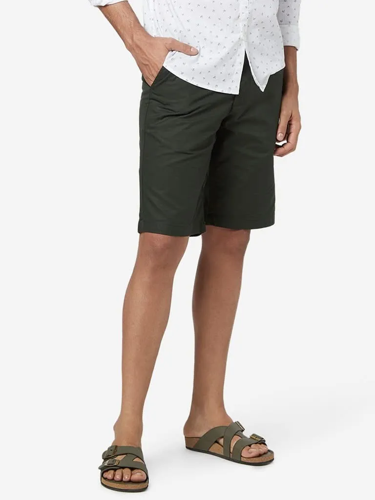 WES Casuals Olive Relaxed-Fit Shorts