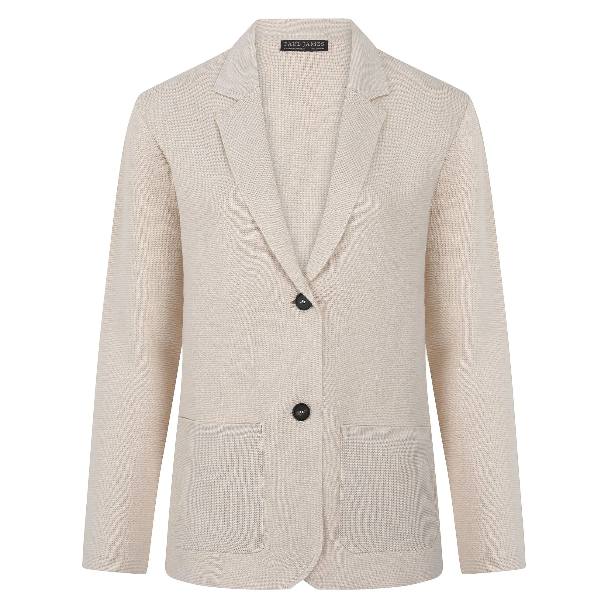 Womens Midweight Cotton Relaxed Fit Knitted Blazer