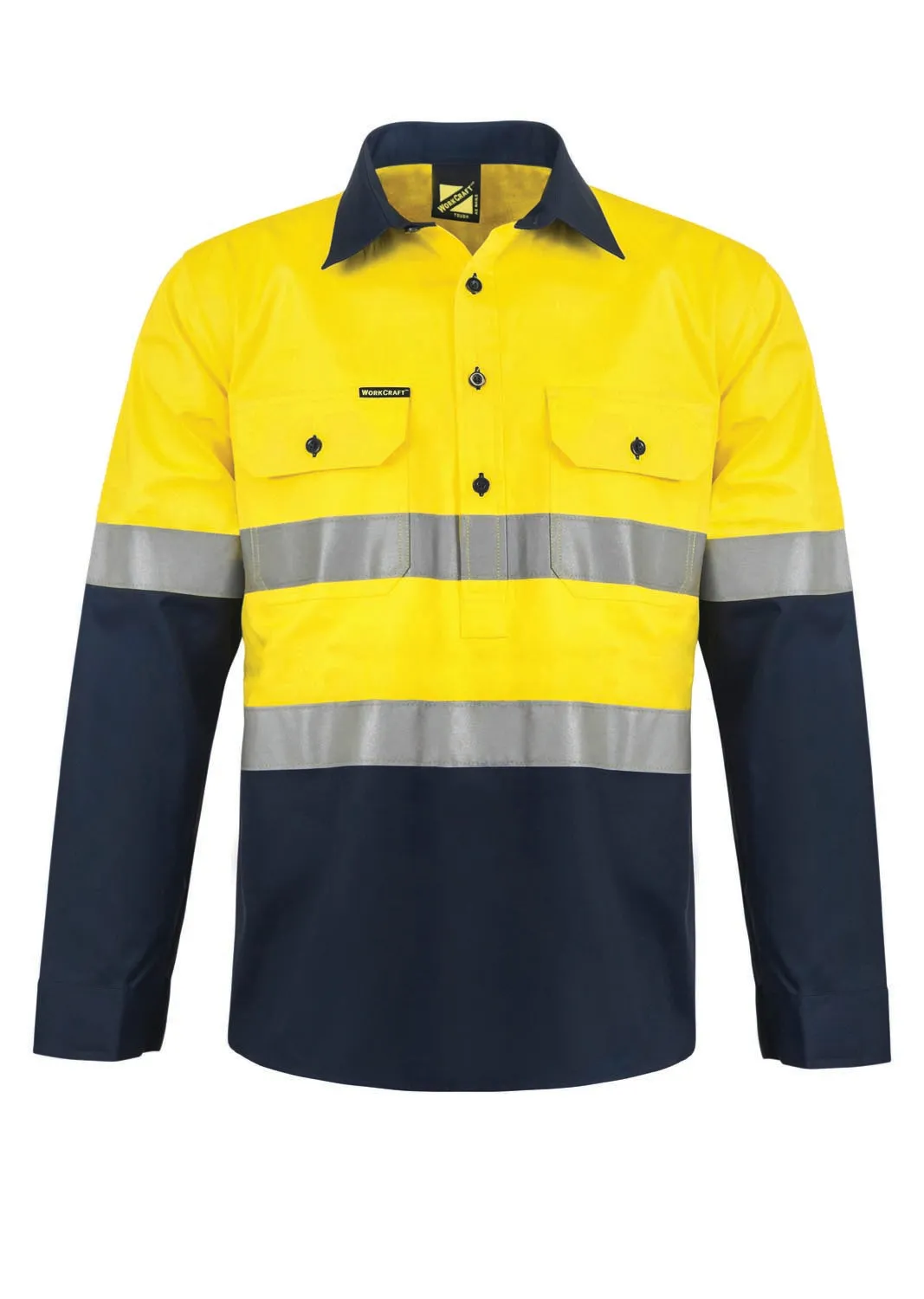 WS6032 LIGHTWEIGHT HI VIS CLOSED FRONT VENTED COTTON DRILL REFLECTIVE SHIRT WITH SEMI GUSSET SLEEVES